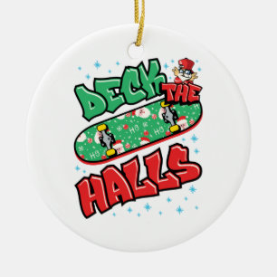 Skateboarding jul Skateboard Deck of the Halls Julgransprydnad Keramik