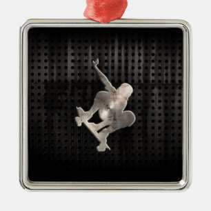 Skateboarding; Kall svart Julgransprydnad Metall