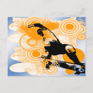 Skateboarding Luft Vykort
