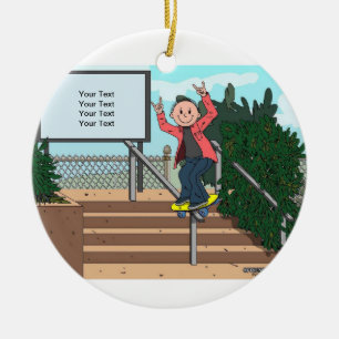 Skateboarding - manlig julgransprydnad keramik