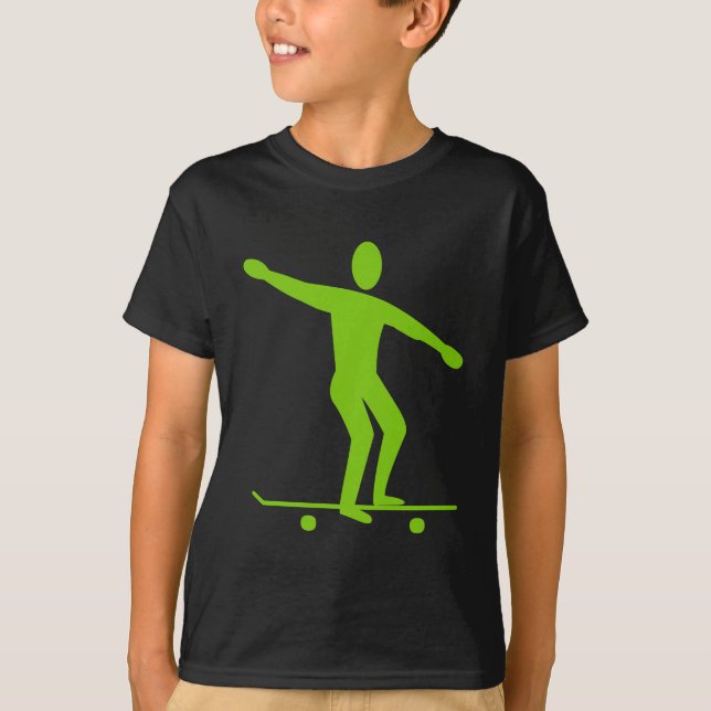 Skateboarding - Martian grönt Tee Shirt (Framsida)