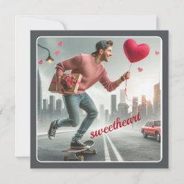 Skateboarding med Gift Swehoney Valentine Julkort