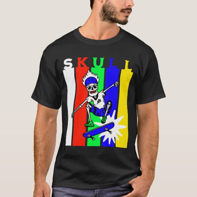 Skateboarding med skelett t shirt (Framsida)
