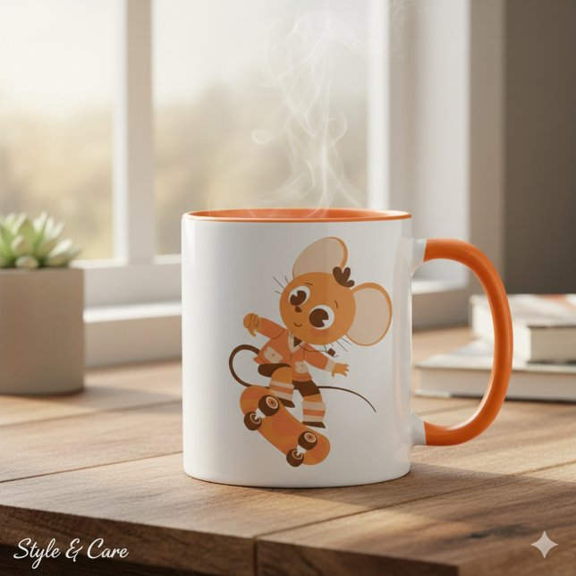 Skateboarding Mus Combo Mugg - Djärv & Lekfull (Skateboarding Mouse Combo Mug - Bold & Playful)
