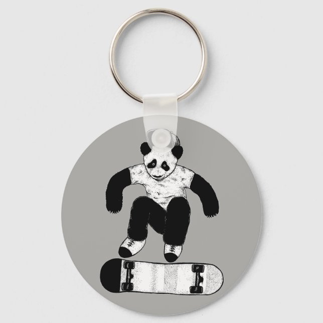 Skateboarding Panda Nyckelring (Framsida)