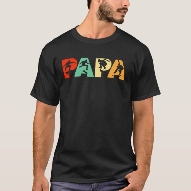 Skateboarding Pappa Retro Pappa T Shirt (Framsida)
