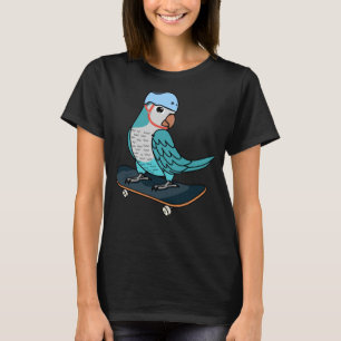 Skateboarding Parrot I Blue Munk Parakeet Quaker T Shirt