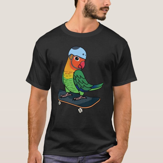 Skateboarding Parrot I Fischers Lovebird T Shirt (Framsida)