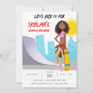 Skateboarding Photo Skate Park Girl Födelsedagsfes Inbjudningar