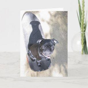 Skateboarding Pug Card (foto) Kort