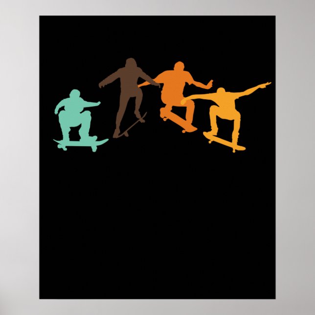 Skateboarding Retro Skateboarder Skateboard-Skater Poster (Framsidan)