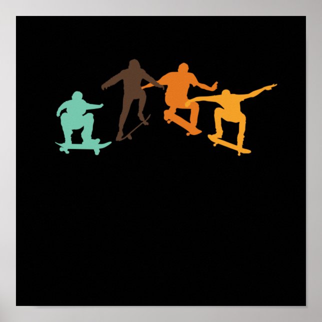 Skateboarding Retro Skateboarder Skateboard-Skater Poster (Framsidan)