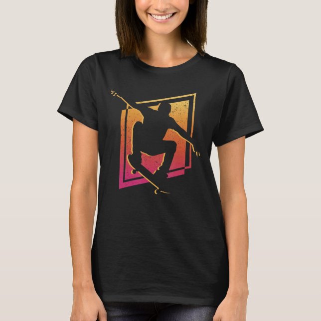 Skateboarding Retro Skater Skateboard T Shirt (Framsida)