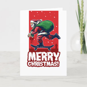 Skateboarding Santa för god jul helgdagar Helgkort