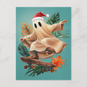 Skateboarding Santa Ghost Vykort