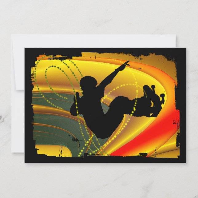 Skateboarding Silhouette i Bowl Inbjudningar (Framsida)