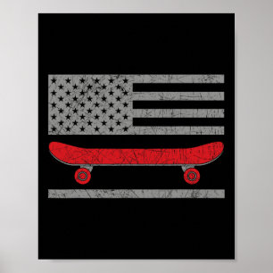 Skateboarding Skateboard Amerikansk Flagga Skatebo Poster