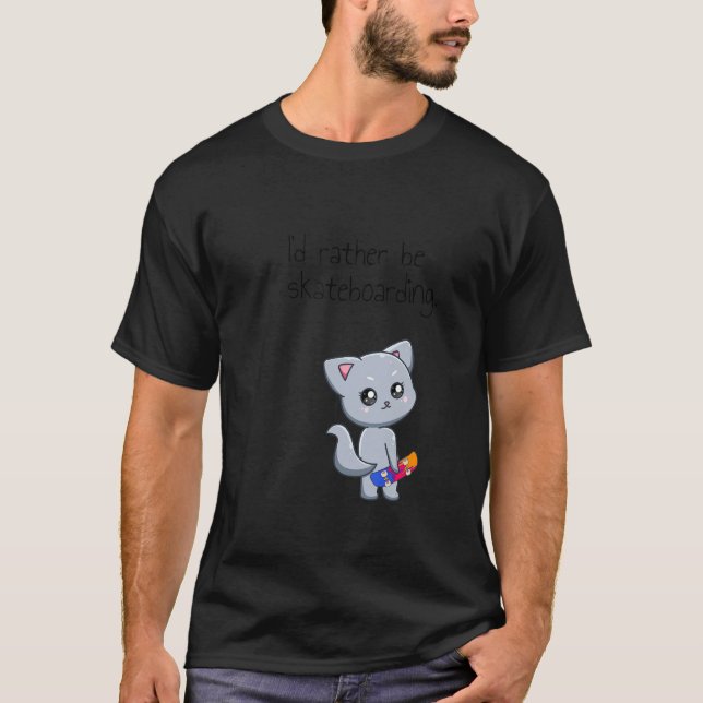 Skateboarding Skateboard Cat Go Skateboarding 1 T Shirt (Framsida)