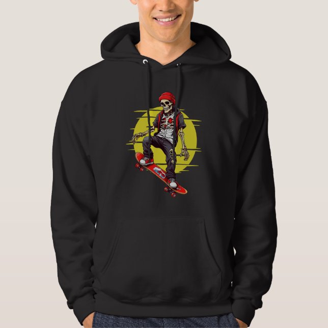 Skateboarding Skeleton Hoodie (Framsida)