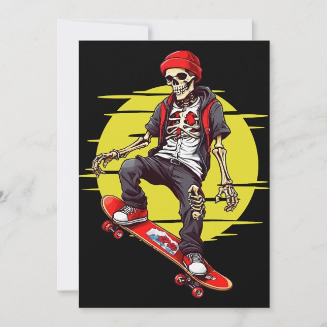 Skateboarding Skeleton Inbjudningar (Framsida)
