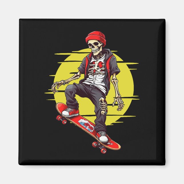 Skateboarding Skeleton Magnet (Framsidan)