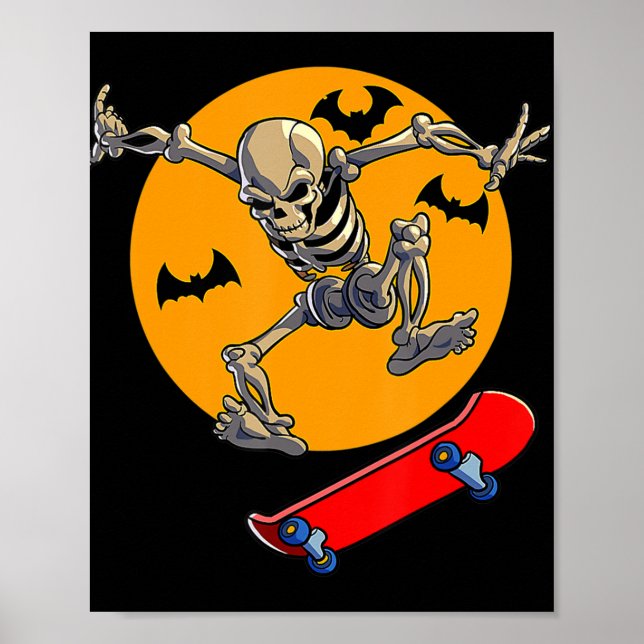 Skateboarding Skeleton Manar Boys Skater Skateboar Poster (Framsidan)