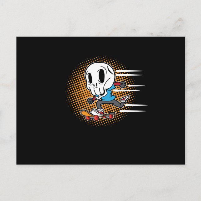 Skateboarding Skeleton Skateboarder Skateboardbord Inbjudan Vykort (Framsida)