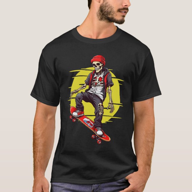 Skateboarding Skeleton T Shirt (Framsida)