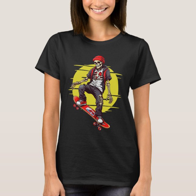 Skateboarding Skeleton T Shirt (Framsida)