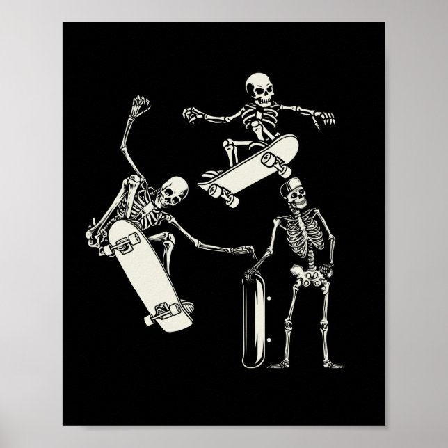 Skateboarding Skeletons Skeleton Skater Halloween Poster (Framsidan)