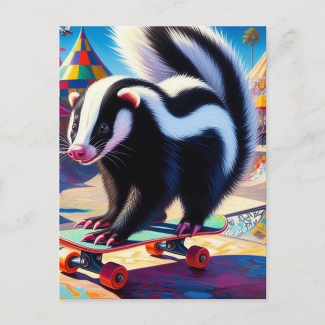 Skateboarding Skunk Vykort (Framsida)
