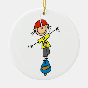 Skateboarding Stick figur Julgransprydnad Keramik