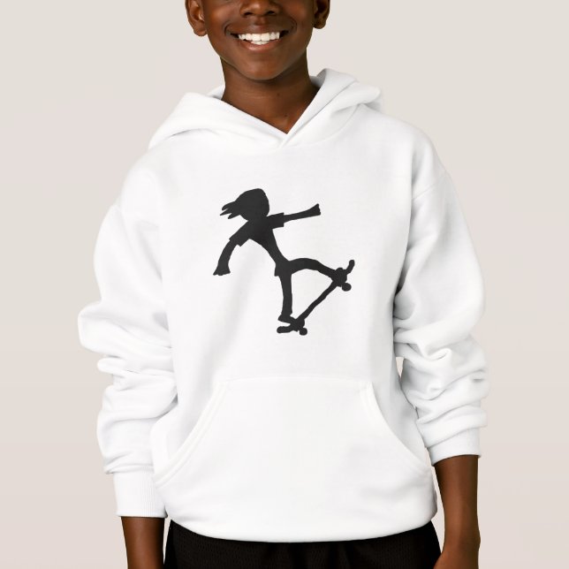 Skateboarding Stickman Hoodie T Shirt (Framsida)