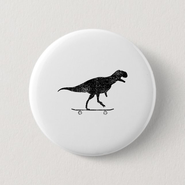 Skateboarding T-rex Funny Dino Tee Gift  Knapp (Framsida)