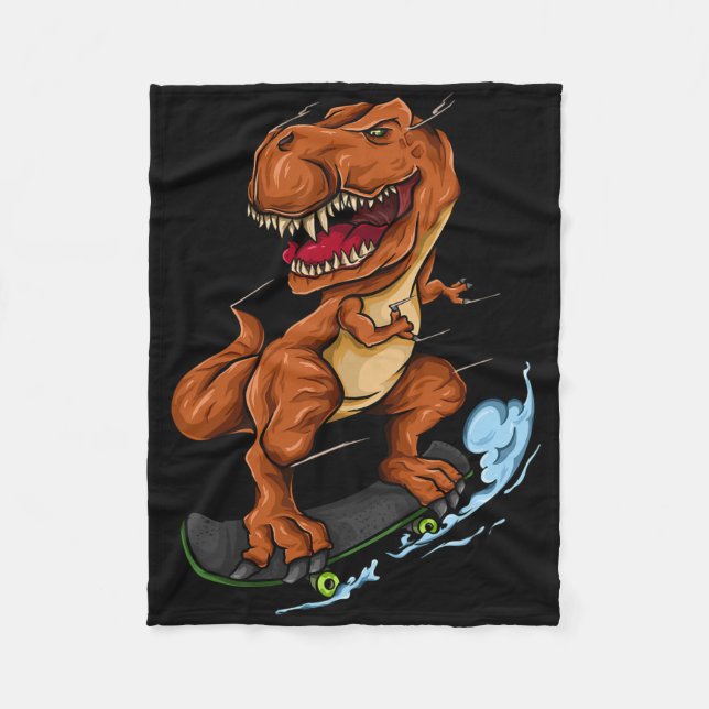 Skateboarding T-Rex - Söt Trex Dinosaurie Skateboa Fleecefilt (Framsidan)