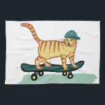 Skateboarding Tabby katt Kökshandduk<br><div class="desc">KONTROLLERA MEOWT! Dansa ditt kök med den här roliga katthandduken. Gör en underbar husuppvärmning eller födelsedagspresent till den där kattälskaren i ditt liv! Eller skateboardern! Anpassa den med din egen text om du vill. Kolla min butik för att få mer matchande saker som mugg och klistermärken!</div>