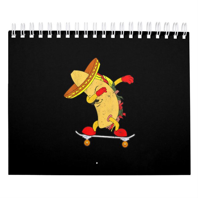 Skateboarding Taco on Skateboard Gift-Skater Kalender (Omslag)