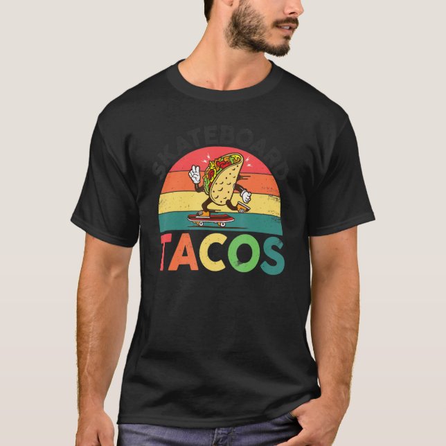 Skateboarding Tacos   Cute Taco Skater T Shirt (Framsida)