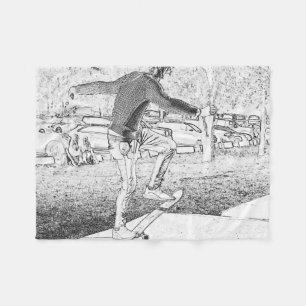 Skateboarding Trickster Sketch Fleecefilt