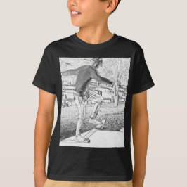 Skateboarding Trickster Sketch Round Clock T Shirt