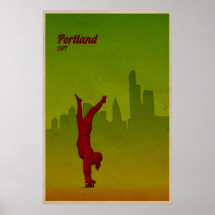 Skateboarding tryck Portland Stad Affisch Skating