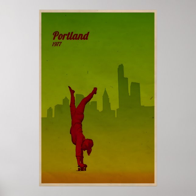 Skateboarding tryck Portland Stad Affisch Skating (Framsidan)