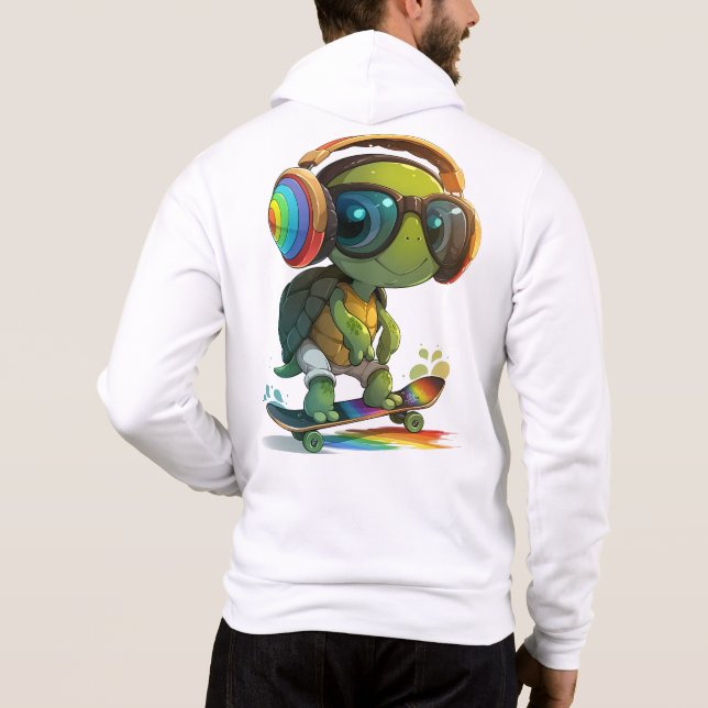 Skateboarding Turtle Hoodie T Shirt (Baksida)