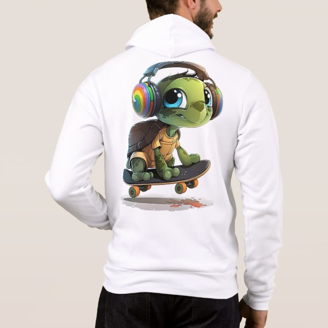 Skateboarding Turtle Hoodie T Shirt (Baksida)