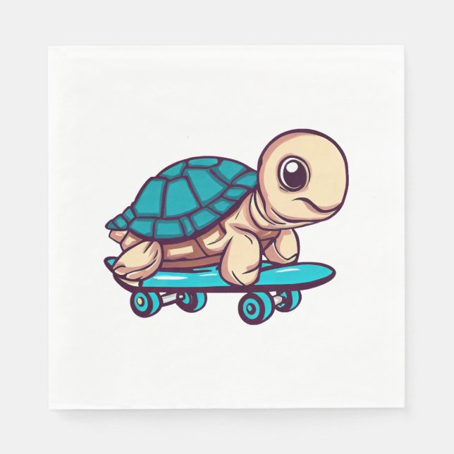 Skateboarding Turtle Pappersservett (Framsidan)