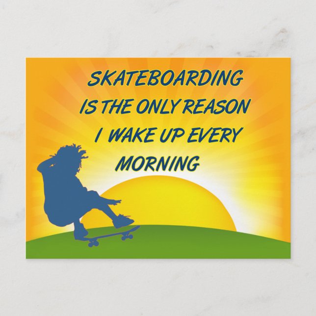 Skateboarding Vake Up-vykort Vykort (Framsida)