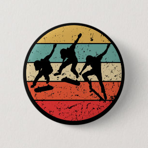 Skateboarding - Vintage Retro Skateboarder Knapp