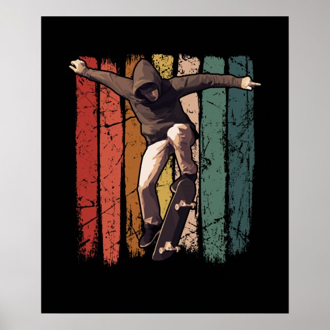 Skateboarding - Vintage Retro Skateboarder Poster (Framsidan)