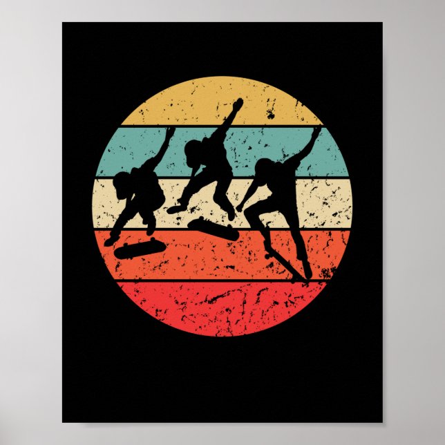 Skateboarding - Vintage Retro Skateboarder Poster (Framsidan)