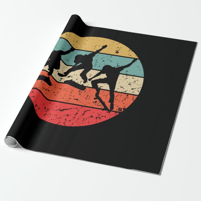 Skateboarding - Vintage Retro Skateboarder Presentpapper (Utrullad)
